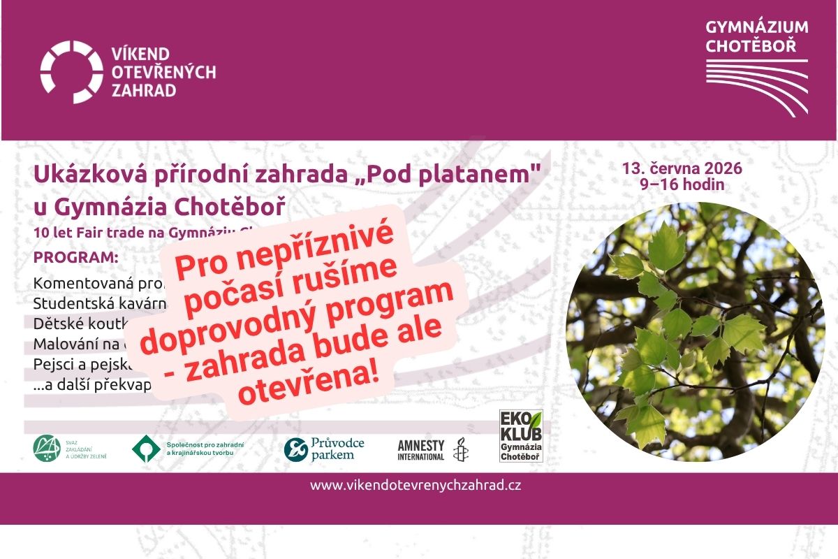 Víkend otevřených zahrad na Gymnáziu Chotěboř